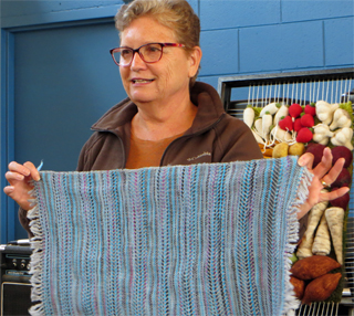 Susan's first weaving project was a set of 6 placemats woven in twill and tabby using hand-dyed cotton yarn for weft.