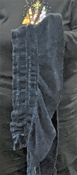 Here is a "what not to do" project that Margaret wove with cotton chenille yarn and rayon yarn.