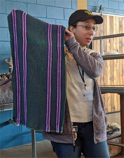 Mandy brought one of the cotton towels she wove while demonstrating at Art Blitz.