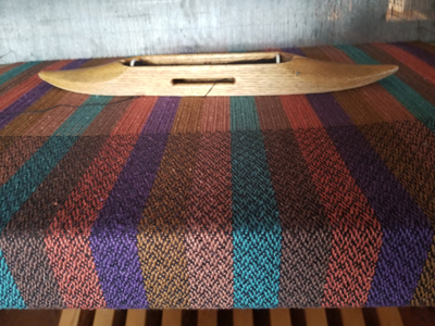 From Sherron: Kitchen towels from "Strickler in Color".  #43 p 16  8/2 Cottolin set @ 24 epi.   Weft 8/2 Cottolin.   Woven size 24"x36".  After washed, dried, and hemmed, 21.5x30".   Each towel took approximately 3 hours to weave without redoing caught errors.   Am I super slow?