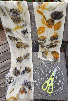 From Christina: Eco botanical printing using greenery from a floral shop.